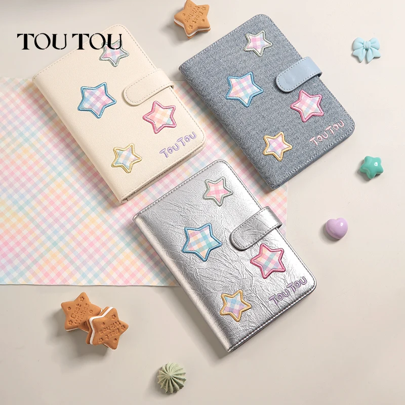 

TOUTOU Women Passport Card Holder Five Stars Pattern PU Leather Purse Portable Fashion Beige Wallet for Birthday Gift Bag Small