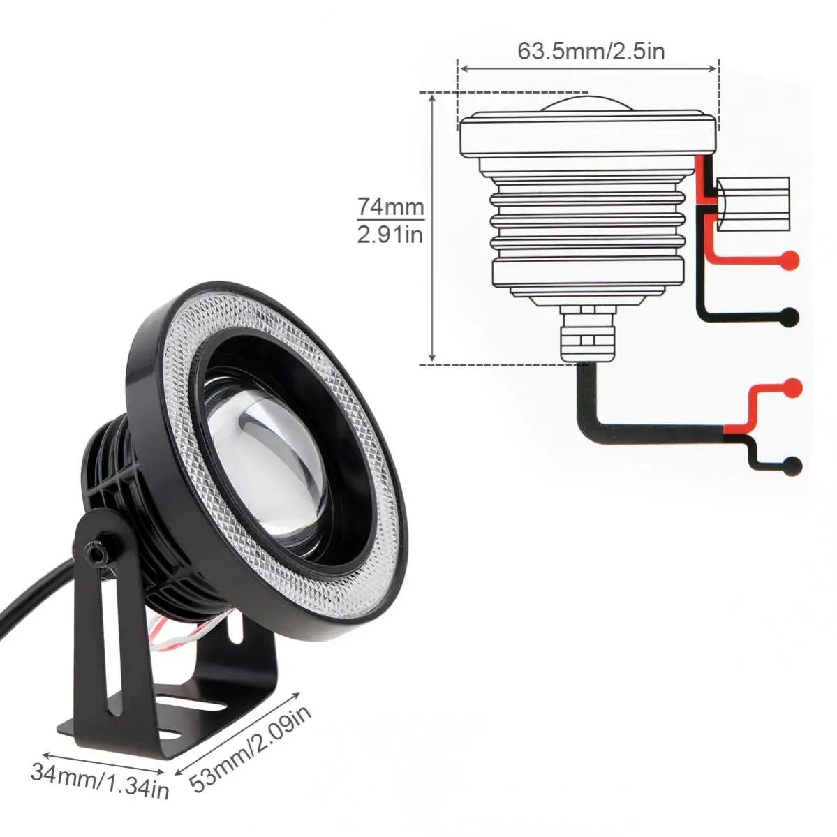 2pcs Fog Light 2.5 Inch 12V DRL Car LED 30W Angel Eye Fog Lamp COB Diaphragm Daytime Running Light