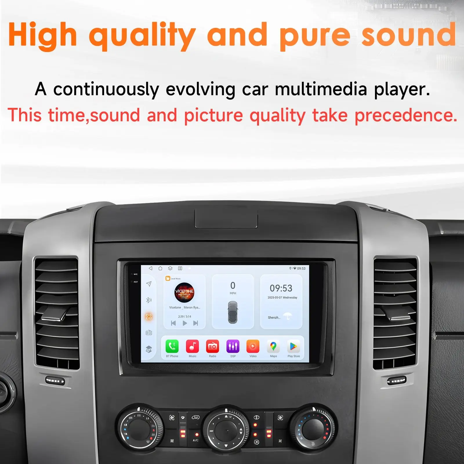 Hizpo Snapdragon Android 14 Autoradio Für VW Crafter für Benz Sprinter 2006-2016 Drahtlose Carplay Android Auto 4G WIFI6 BT5.4