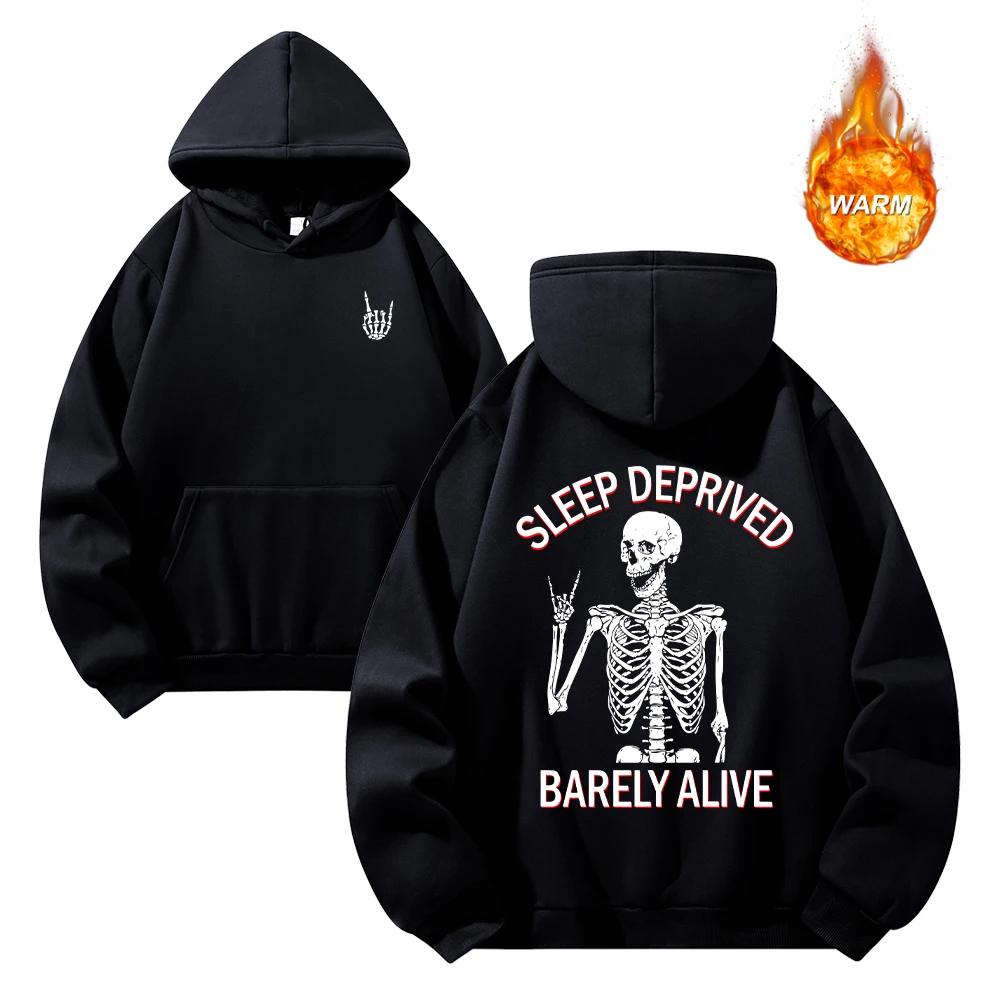 Men's Rock Style Skull Print Hoodies Casual Warm Pullover For Autumn Suitable For Daily Wear Workouts Commute And Streetwear