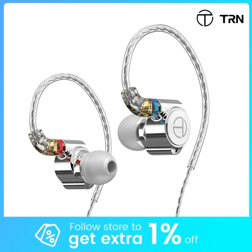 TRN TA1 Knowles BA DD Drive In Ear سماعة HIFI سماعة أذن معدنية مع كابل MMCX مطلي بالفضة لـ ST5 MT3 EMA TN