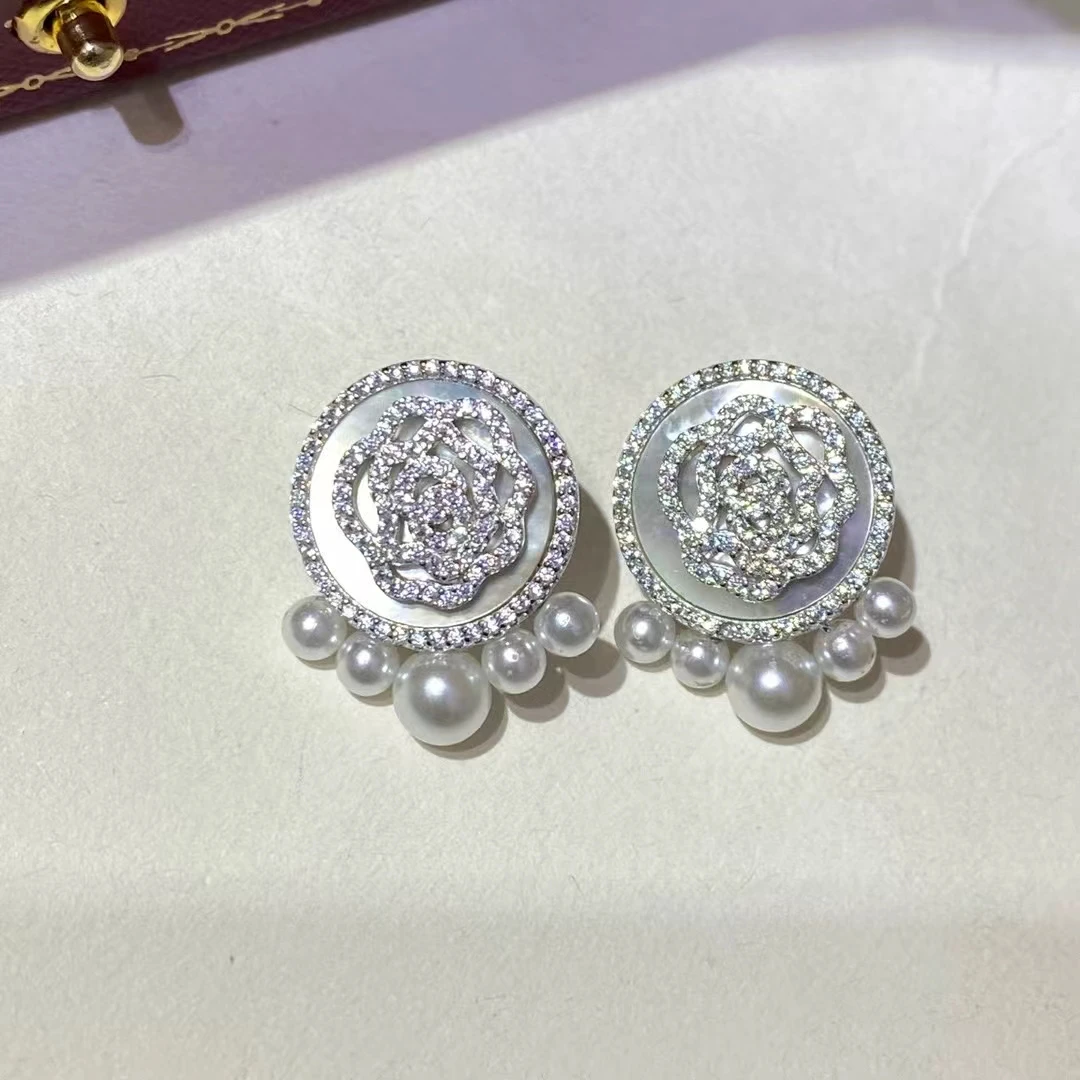 

Wholesale Rose Flower 925 Sterling Silver Earrings Mount Findings Settings Base Mounting Parts Accessory for 3.5-5mm Pearls