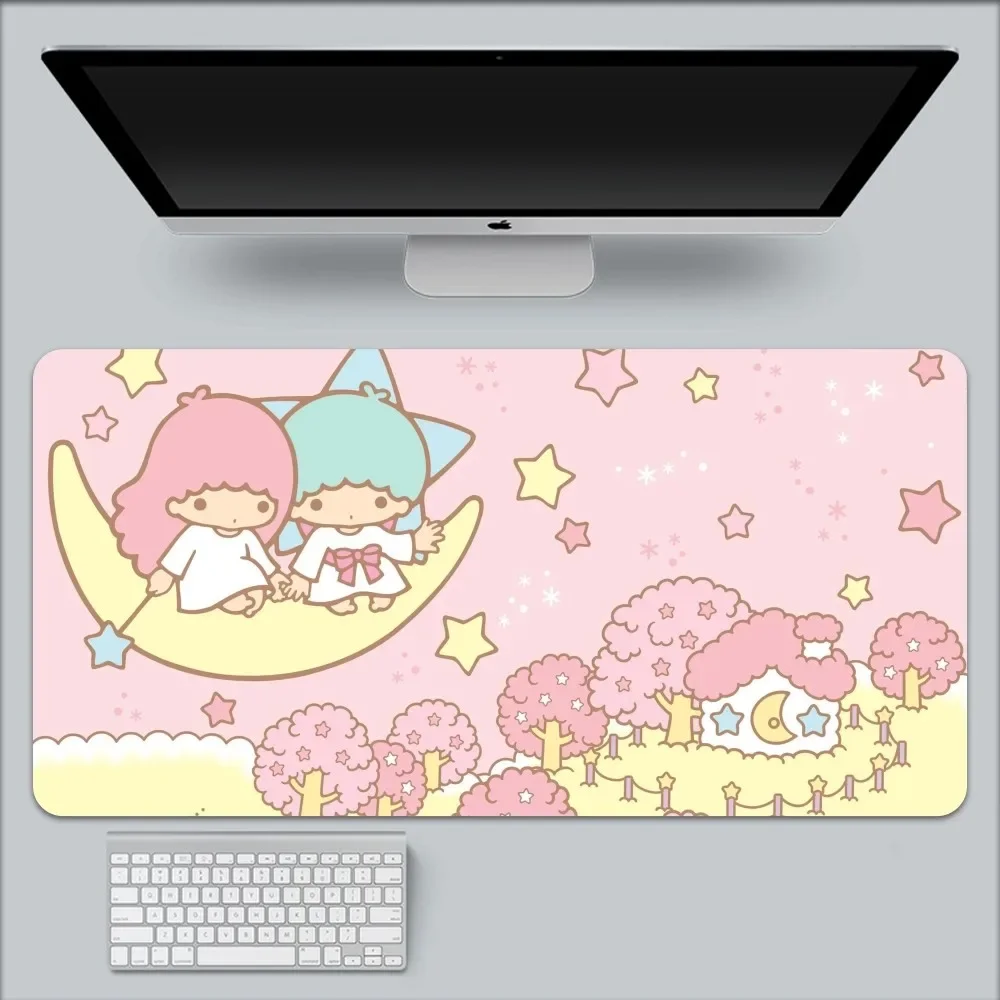 L-Little Twin Stars Mouse Pad Large Gaming Compute Gamer PC Keyboard Mouses Mat