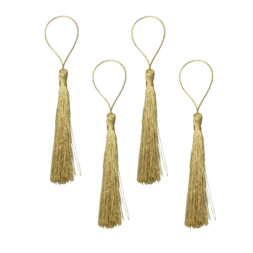 

100 Pcs Silk Tassels with Loops Handmade Decorative Decoration Pearlescent Silky