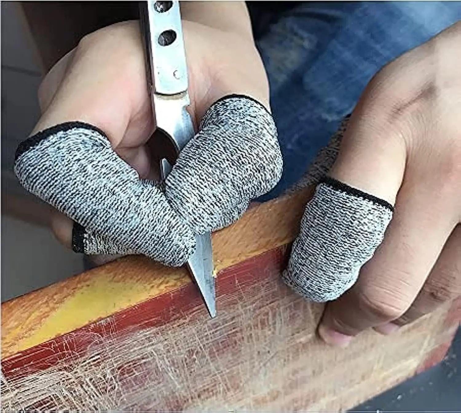 10pcs Breathable Cut Resistant Finger Cots Protection Reusable Durable Non Slip Finger Thumb Protector Gloves for Work Kitchen Garden Sculpture Grinding Stained Glass(Grey)