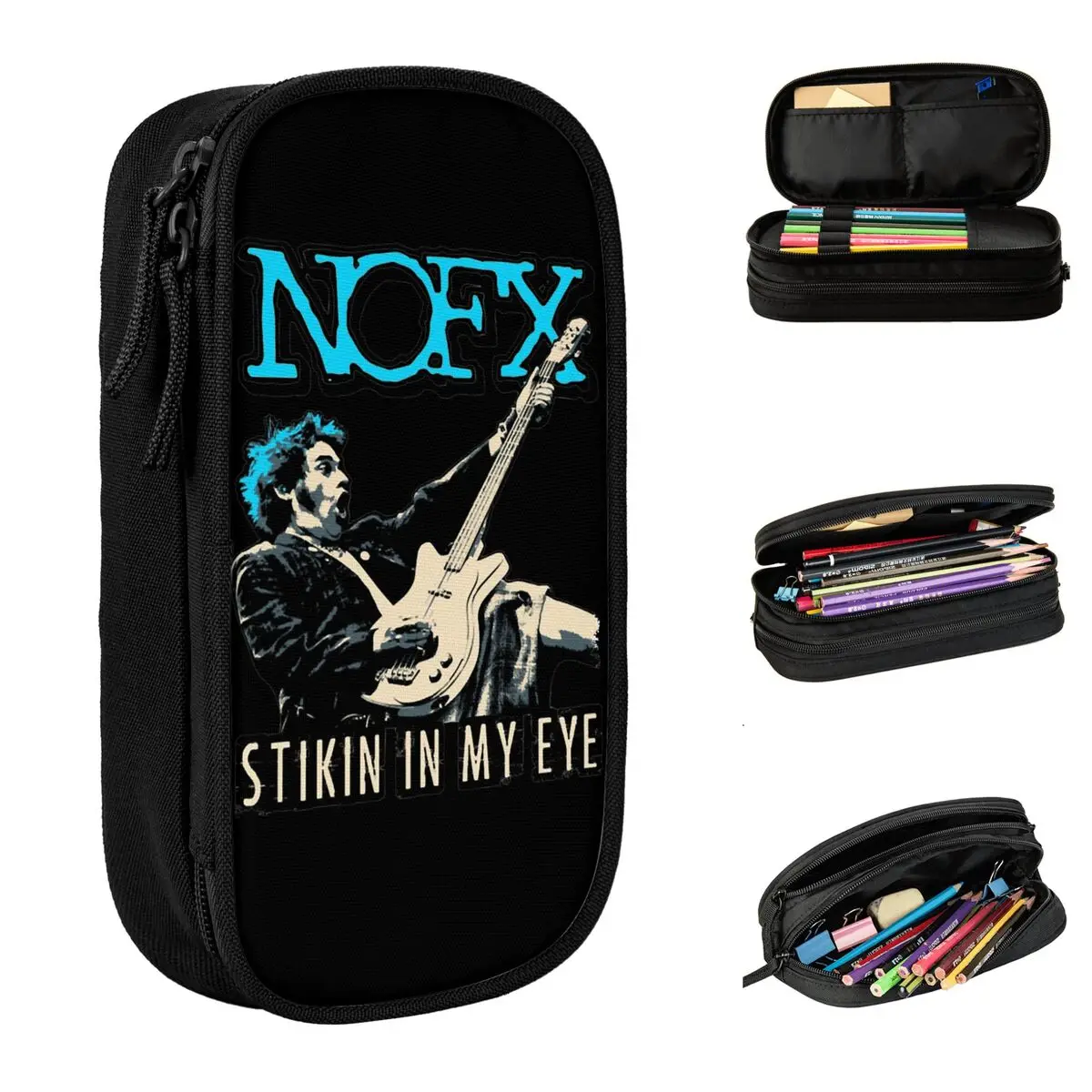 NOFX Rock Band Pencil Case Lovely Stikin In My Eye Pen Bag Girls Boys Big Capacity School Supplies Gift Pencilcases