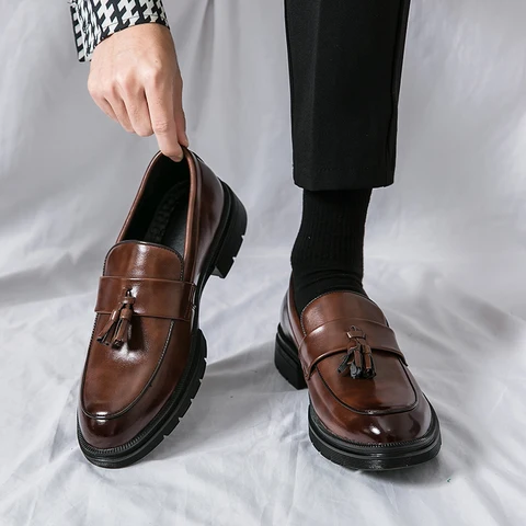 Zapatos De Hombre, мужские лоферы без шнуровки с кисточками, удобная мужская кожаная обувь, повседневная обувь, модные туфли-оксфорды, большой размер 38-47