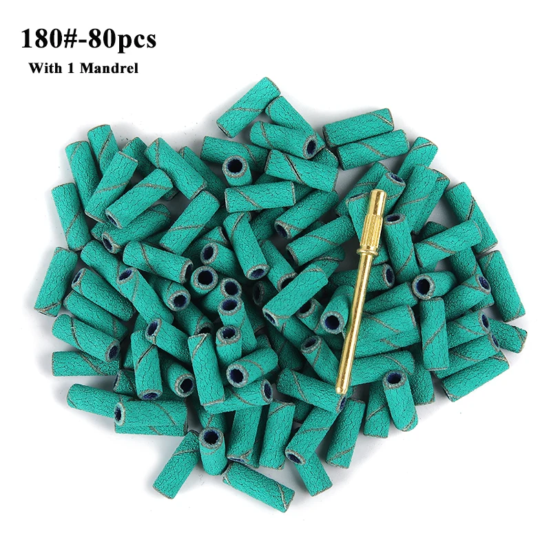 80 قطعة/صندوق 3 مللي متر أشرطة صنفرة صغيرة للأظافر مع 1 عمود Girt 80/120/180 آلة الحفر الكهربائية UV جل مزيل طلاء الأكريليك ملحق #6