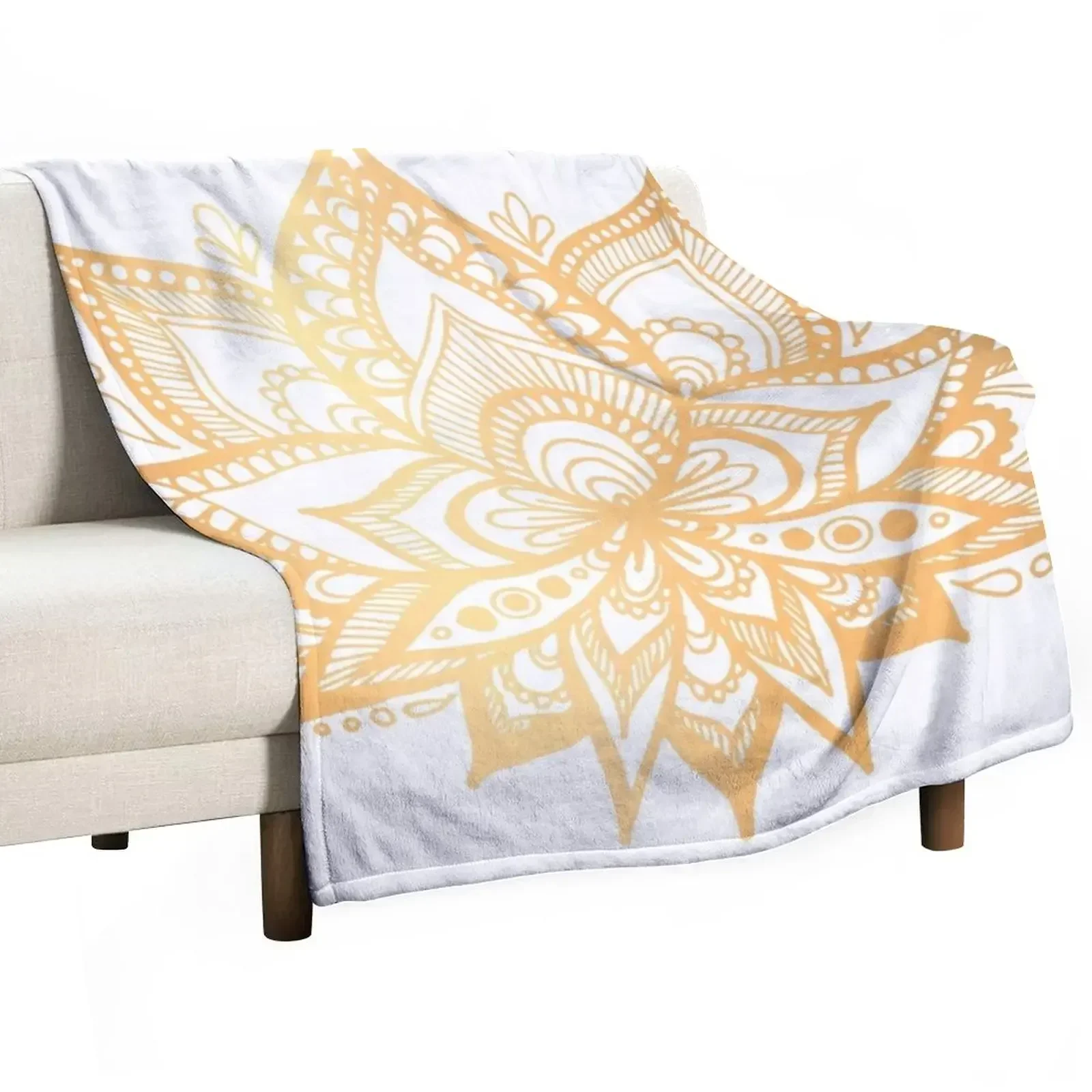 

Gold Lotus Flower Throw Blanket Stuffeds Summer Soft Hairys Blankets