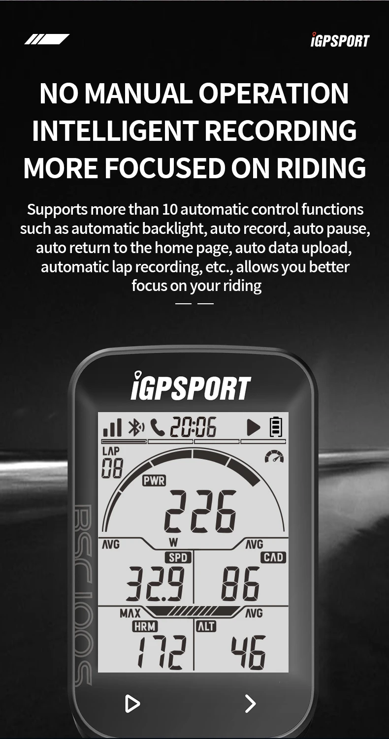 iGPSPORT BSC100S Bicycle Computer Cycling GPS Odometer Bike Speedomet Riding Cycling Waterproof Speedometer 2.6inch Large Screen