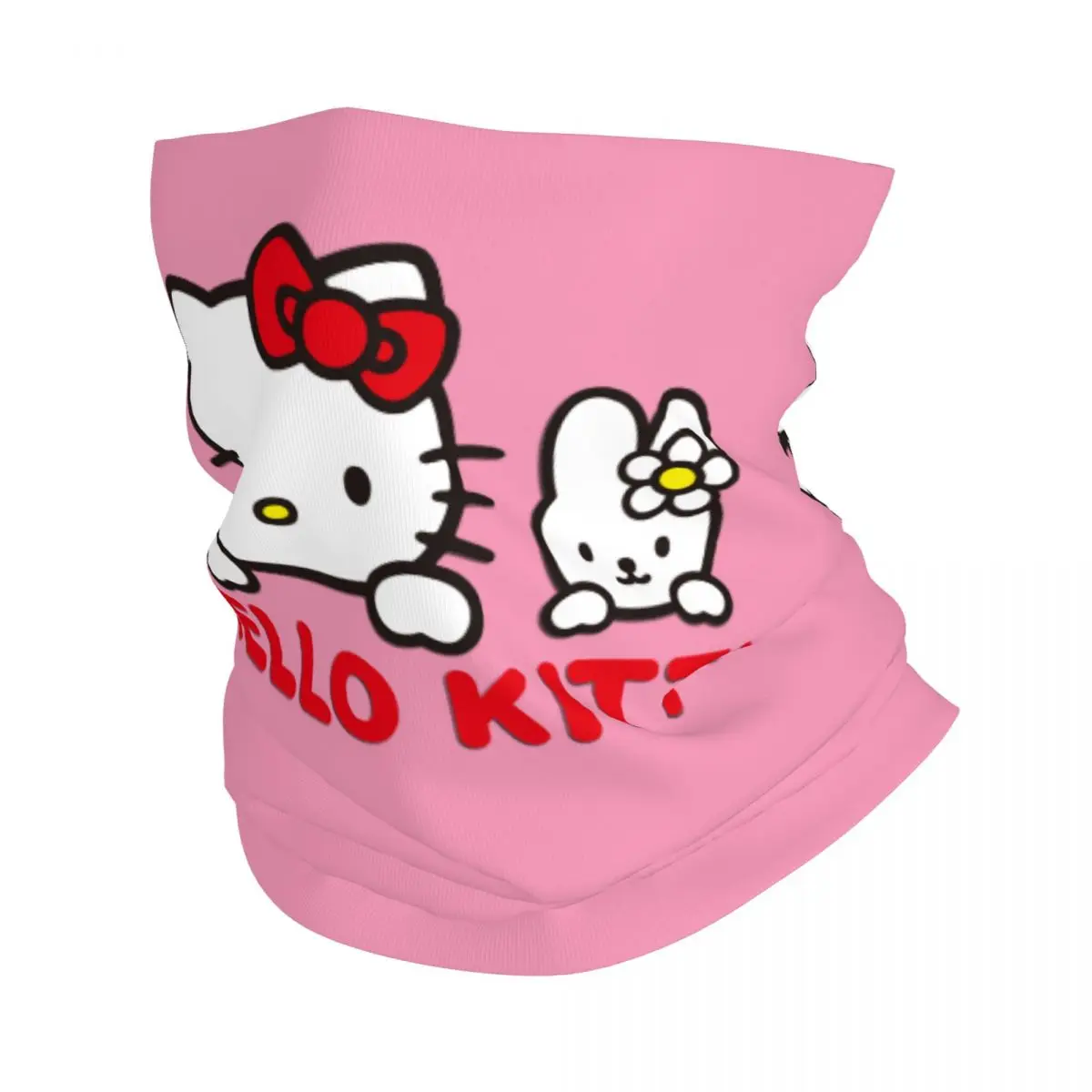 Custom Hello Kitty Cartoon Bandana Winter Neck Warmer Women Windproof Wrap Face Scarf for Hiking Sanrio Gaiter Headband