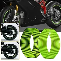 18''Universal Motorcycle Sticker Wheel Rim Reflective Strips Decorative Stripe Car Bike Motorbike Bicycle Fluorescent Green Trim
