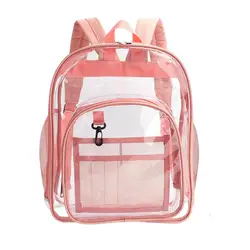 Transparent Backpack Adjustable Shoulder Strap Waterproof Heavy-Duty Large PVC See Through Backpack Women Men School Bag