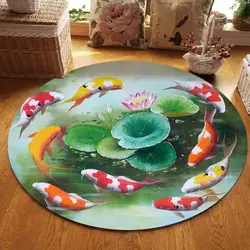 Circular Carpet Living Room  Bedroom  Household Chinese Lotus Floor Mat Non slip Bedside