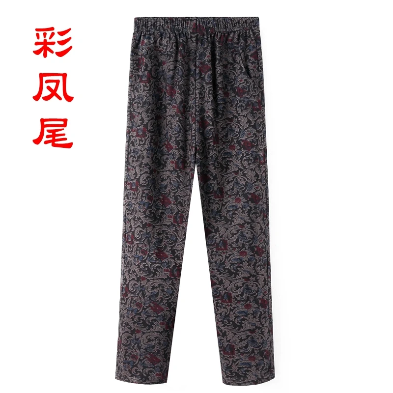 8XL 9XL Frauen Mittleren Alters Hosen Neue Druck Elasti Hohe Taille Casual Hosen Frühling und Herbst Gerade Hosen Oversize Oma pa – Detail 25
