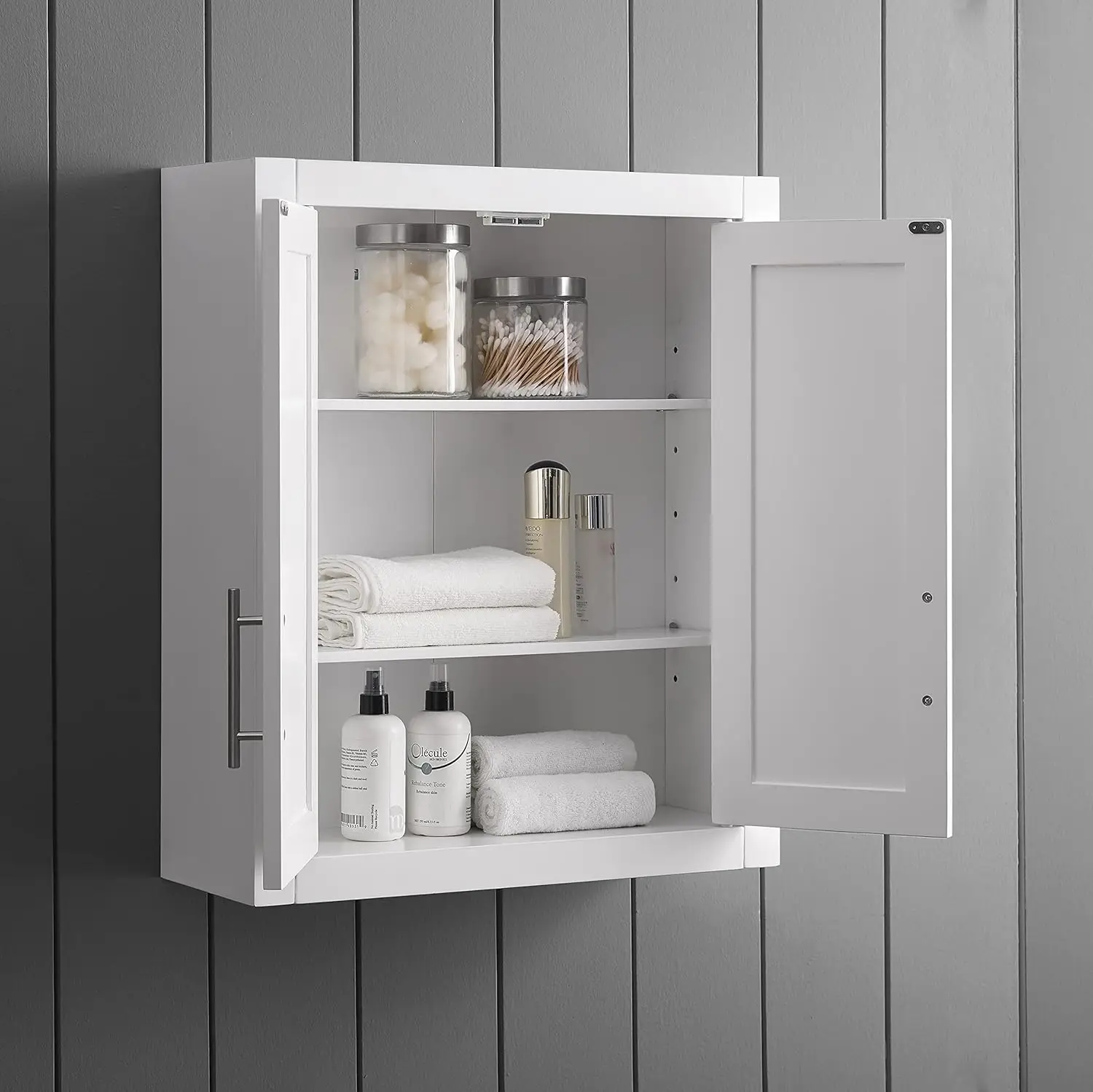 Crosley Furniture Savannah Wall Mounted Bathroom Storage Medicine Cabinet with Shelves, White