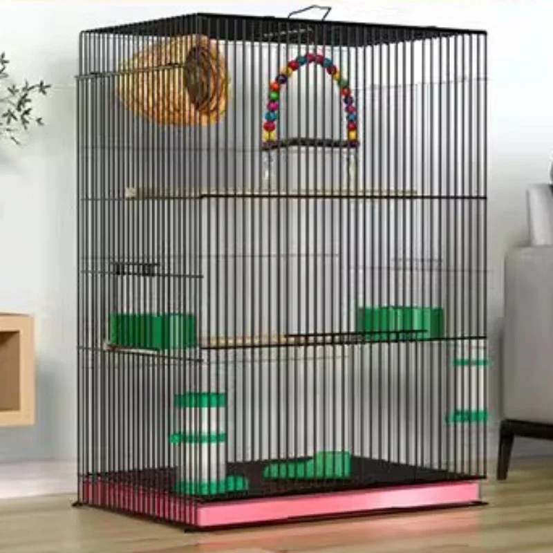 Grands accessoires d'oiseaux noirs en métal, mobilier d'extérieur pour animaux de compagnie, hamster, lapin