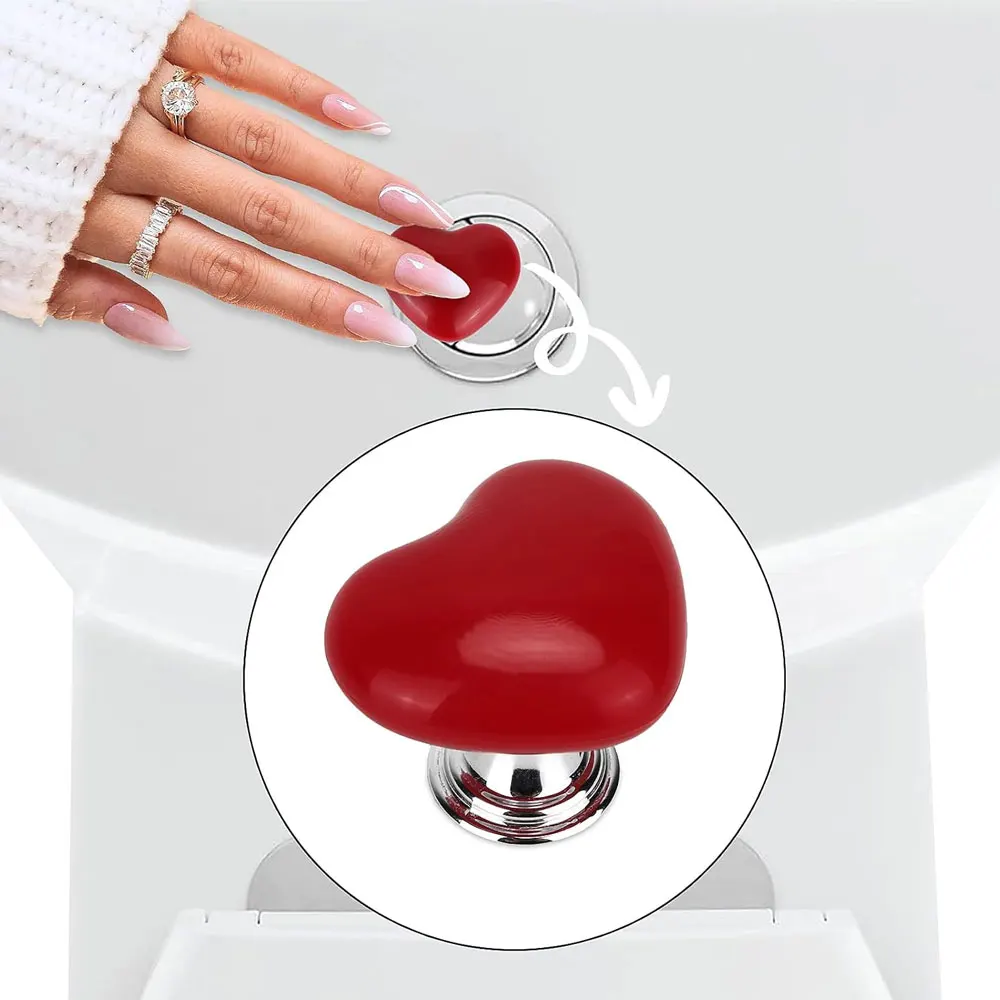 1Pc Heart Shaped Handle Toilet Button Tank Push Switch Toilet Bathing Room Decor Water Press Flush Button Home Merchandises