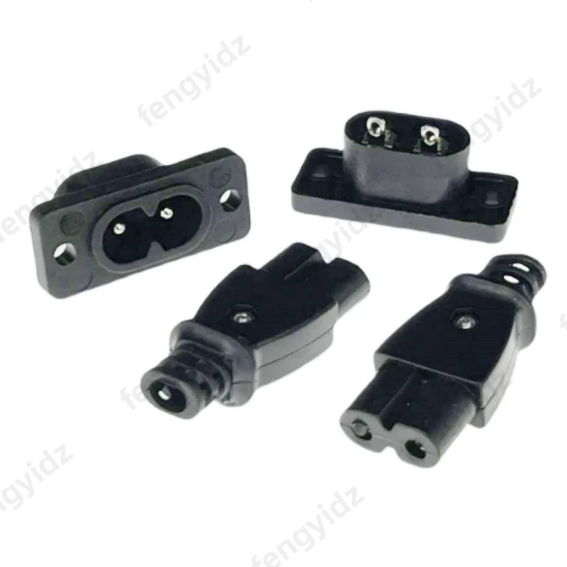 5/10 Uds C8 toma de corriente macho C7 enchufe hembra toma de corriente conector eléctrico integrado 35mm * 15mm AC 2.5A 5A 250v