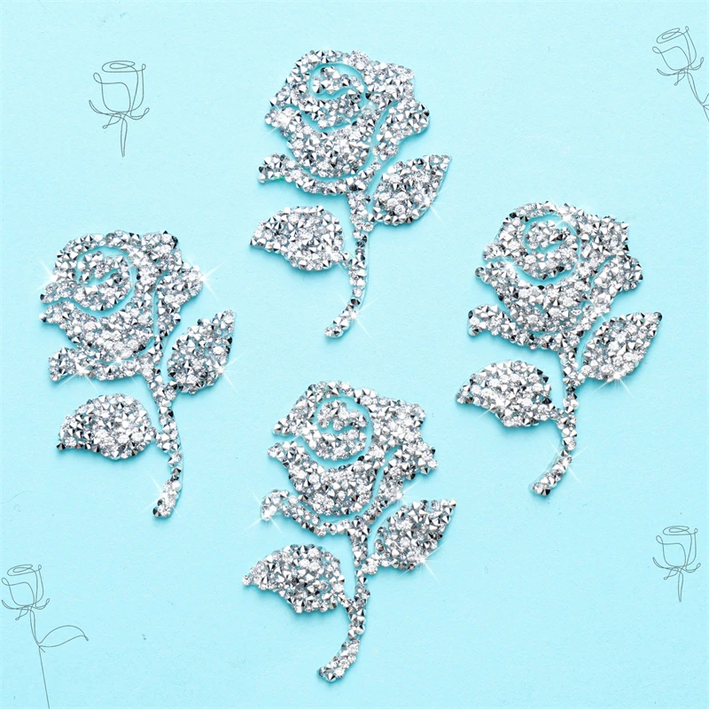 Women\'s Rhinestone Flower Stickers, Used for Clothing, Hats, Bags, Hair Clips, DIY Decorative Accessories