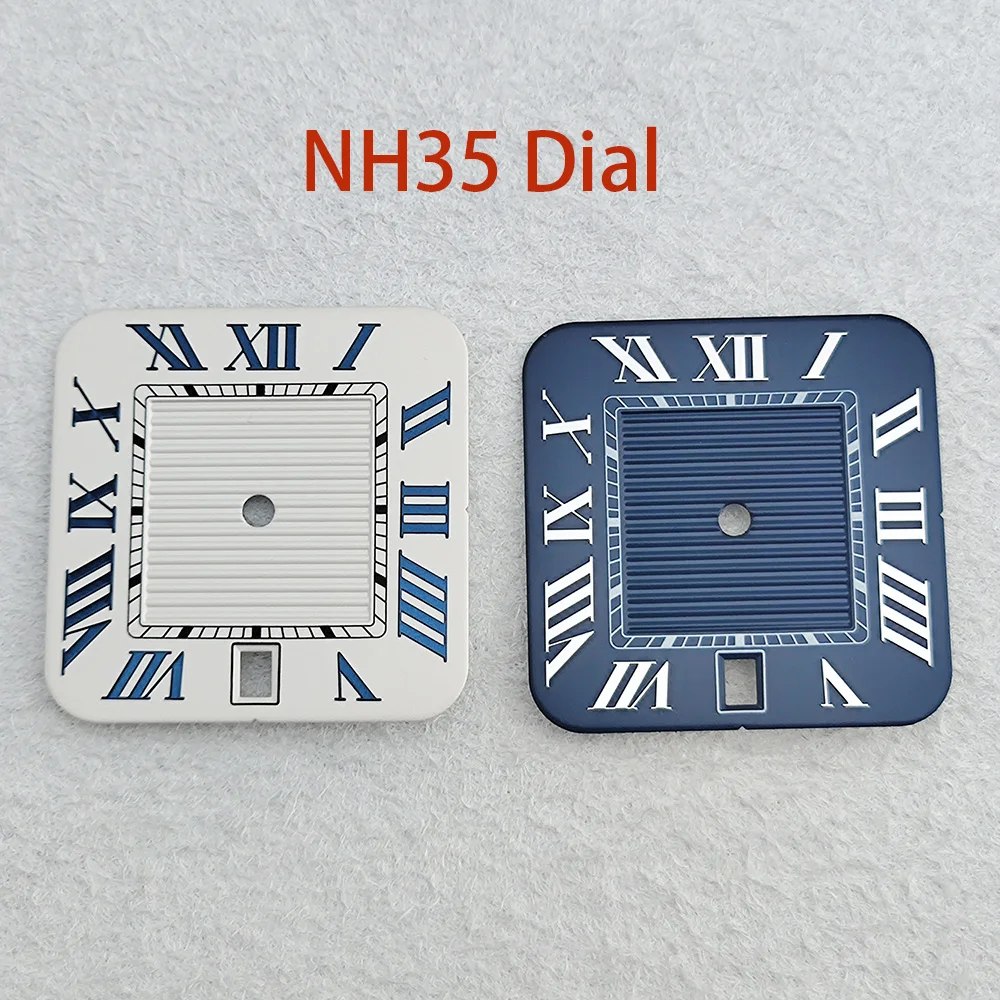 NH35 square 6o'clock with date window Roman new center stripe without logo dial suitable for folding buckle square case