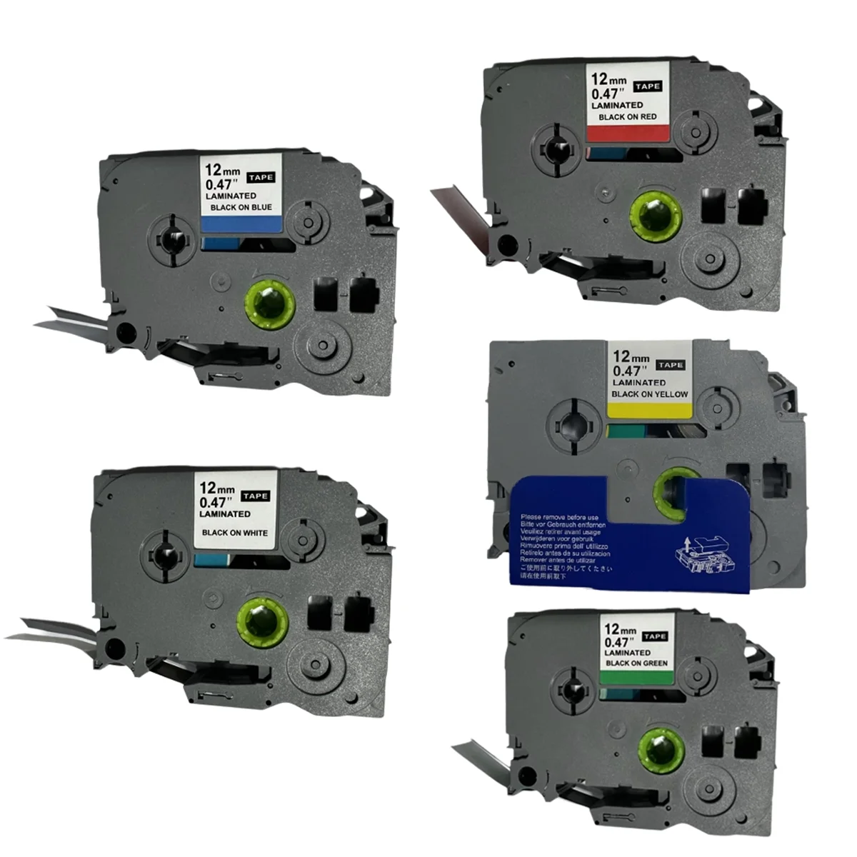 ABGV 10 قطعة 12 مللي متر TZe231 متوافق مع P-Touch TZe221 TZe211 TZe-شريط تصفيح أبيض 5 ألوان مختلطة