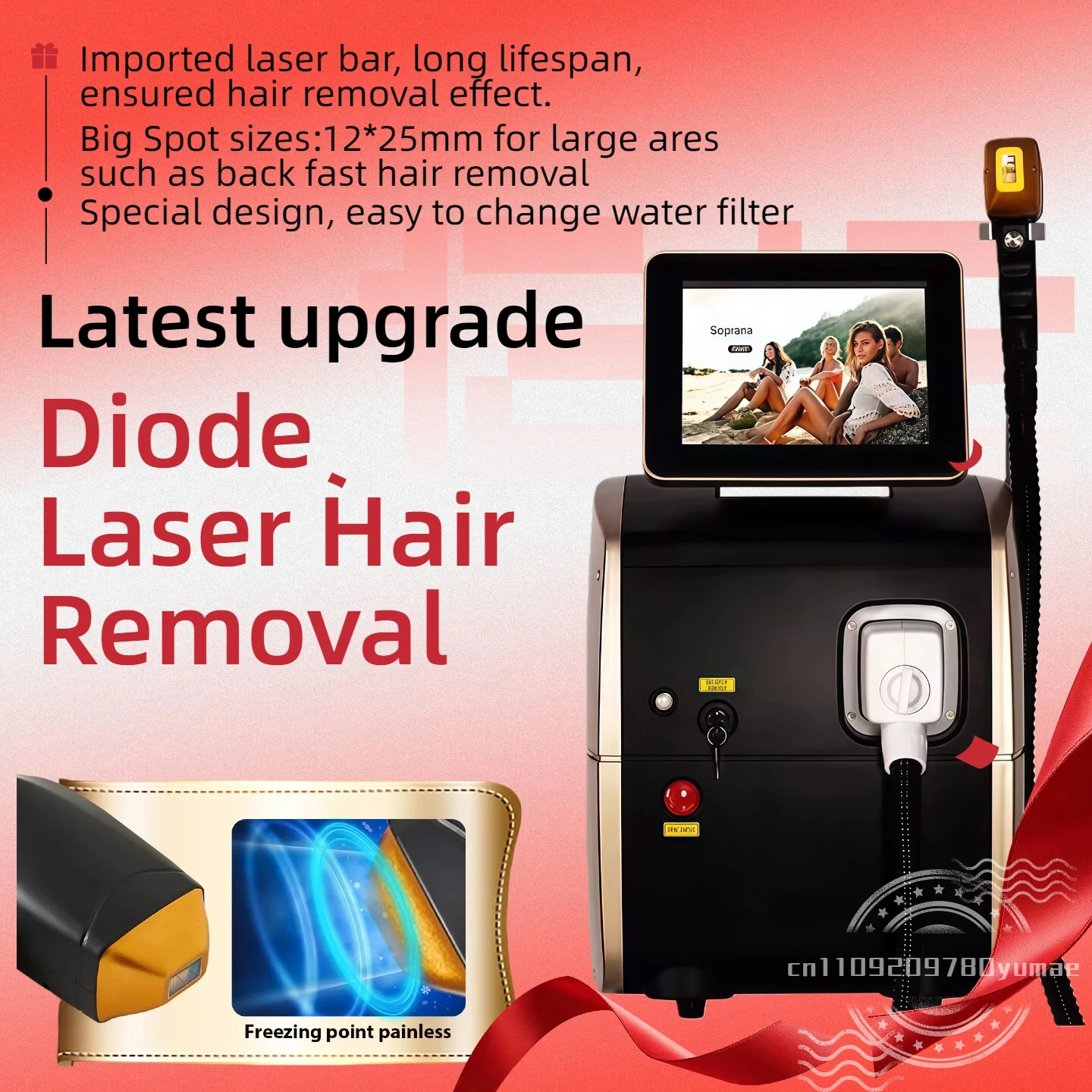 2026 Best Depilator New Ice Platinum Cooling System Skin Care 808nm Diode Laser Hair Removal Machine 3-Wavelength