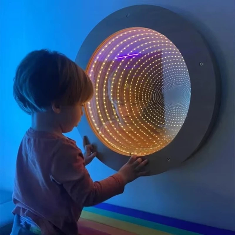 Sensory Room Decorative Wall Art Color Changing 3D Infinity Mirror Tunnel Light Autism Children's Mirror Equipment