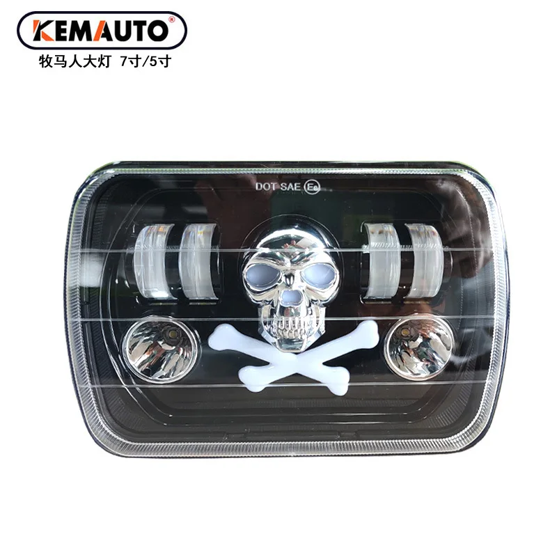

New for Wrangler Headlight 7inch Square Light 65W LED Front Headlight 6x7 Skull Off-Road Car Light Modification