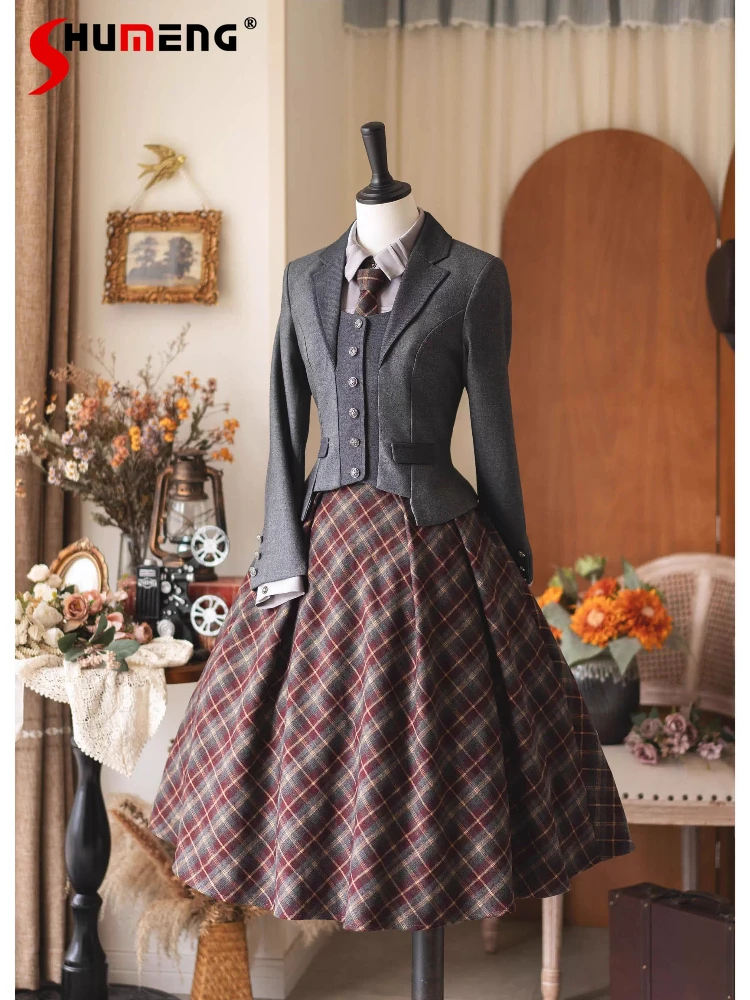 

Оригинальный французский элегантный классический однобортный приталенный универсальный пиджак в стиле Лолиты с длинными рукавами в стиле ретро, женский осенний короткий пиджак