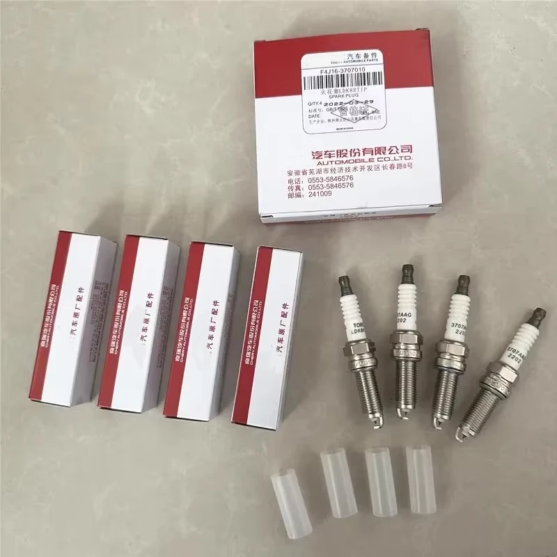 4pcs/set Car Spark Plug F4J16 For Chery Tiggo 2 4 5 7 8 5x Arrizo 5 7 6 JETOUR X70 E4T15/E4T16 Engine 1.5T/1.6T F4J16-3707010