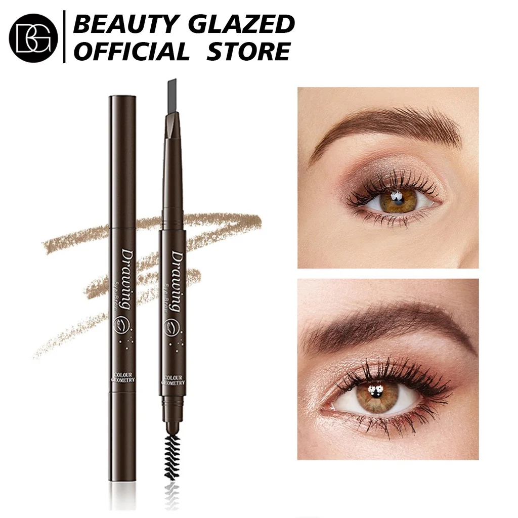 Lápis de sobrancelha com pincel de spoolie marrom escuro, Premium Eye Brow Longwearing for Perfect Brows, impermeável