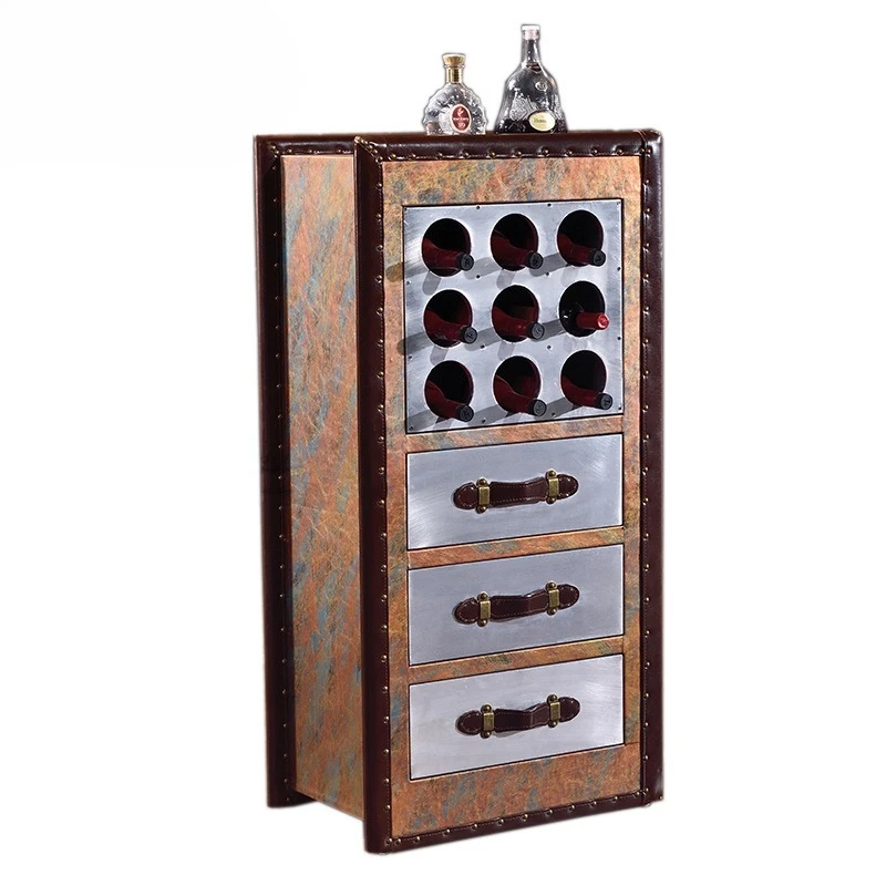 

Aluminum wine cabinet American rural three-draw side cabinet
