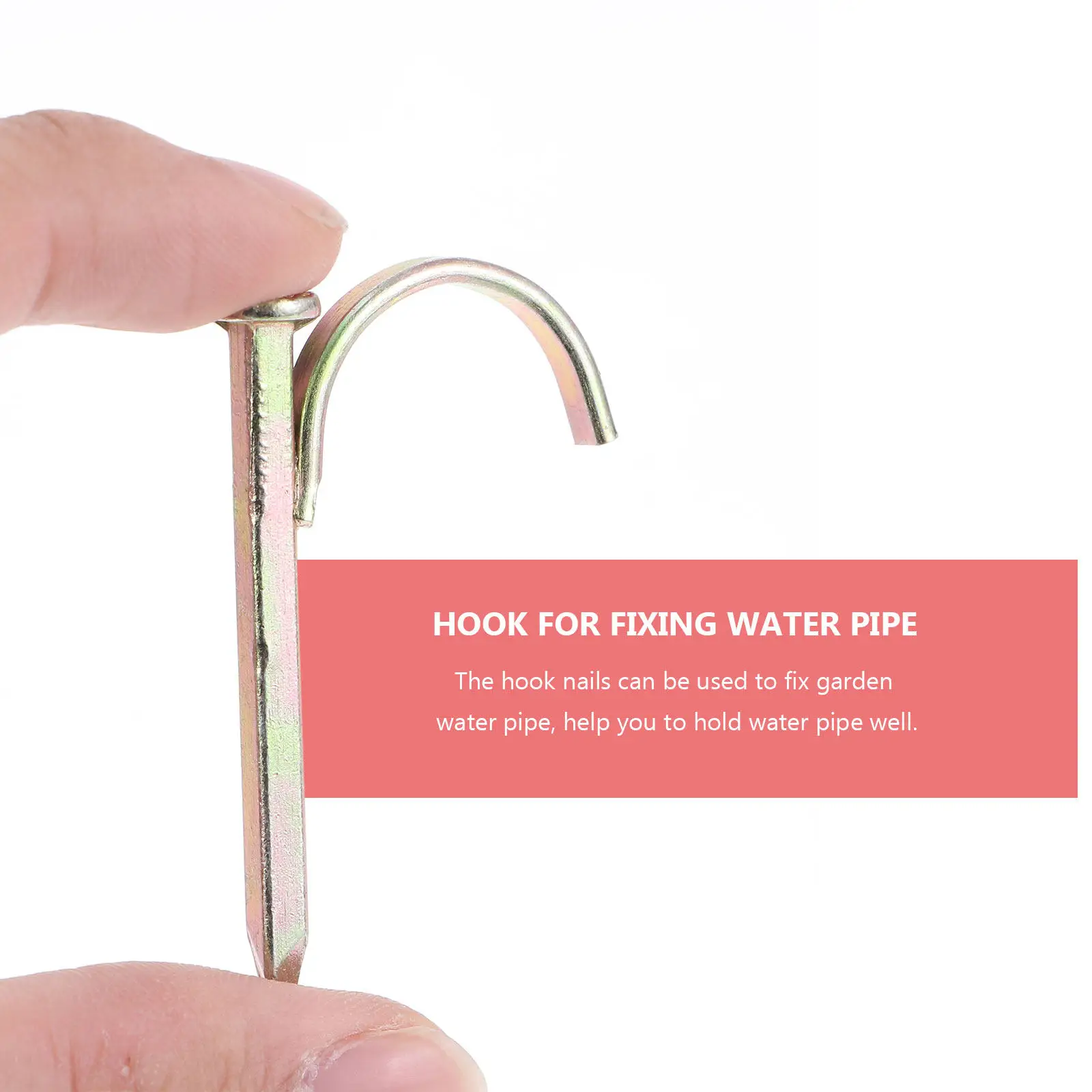 20pcs Water Pipe Fixed Hook Nails, Rust-Proof Steel Stakes for Garden, Electric, Water & Gas Pipes