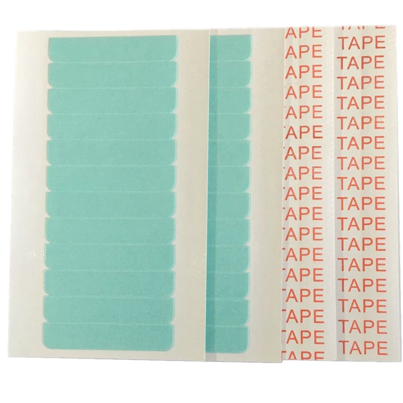 60 Stück/Los 5 Blätter 0,8cm*4cm Blaues Superdünnes Haartape für Doppelseitiges Klebeband Haarverlängerung 2 Monate Haltbares Haarverlängerungstape – Detail 1