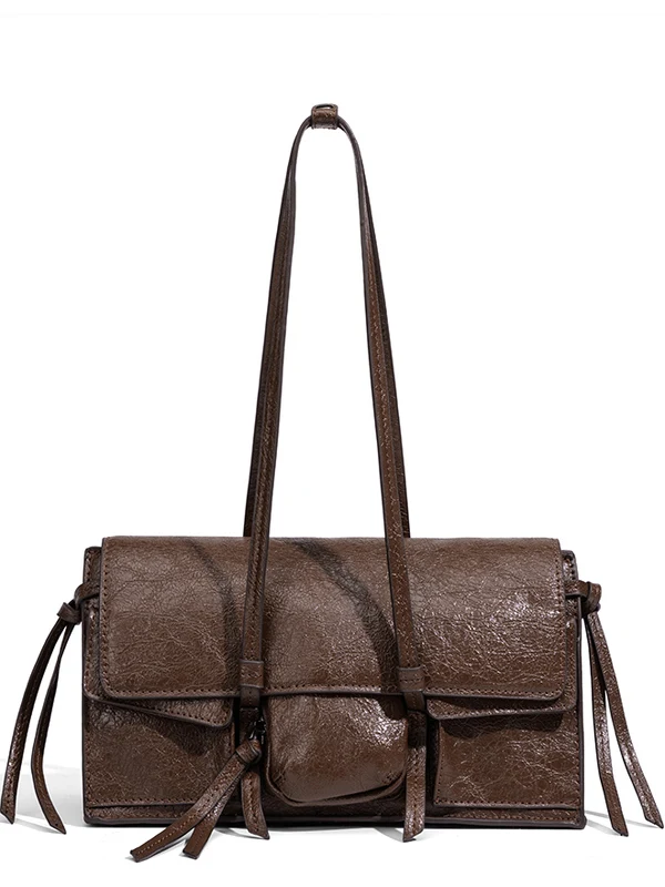 

Fashion Square Solid Flap Pocket Shoulder Bags 2025 High Quality Bags for Women Interior Compartment Zipper Pu Women's Handbags