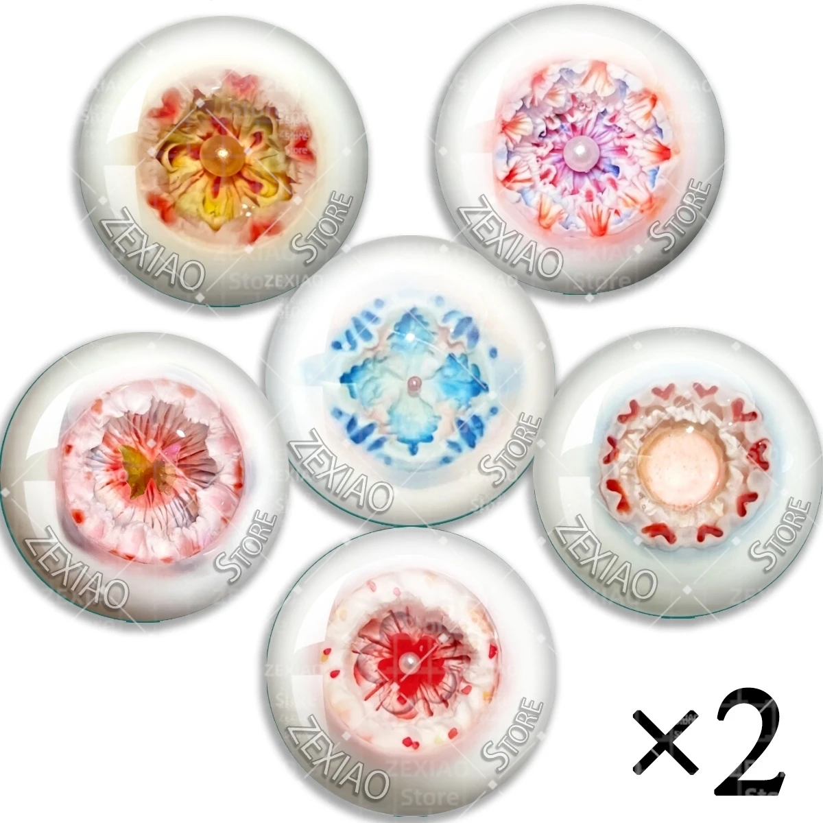 10MM-40MM Creative Flowers Pattern Doll Eyes Anime Blyth Dolls Drop Glue Eye Pupil Girl Toy Eye 12PCS MS007