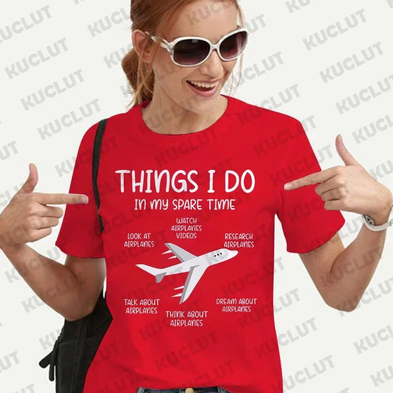 Funny Aviation Shirt for Women Things I Do in My Spare Time T-shirts Funny Pilot Tee Shirts Shirt Harajuku Graphic Top Clothes