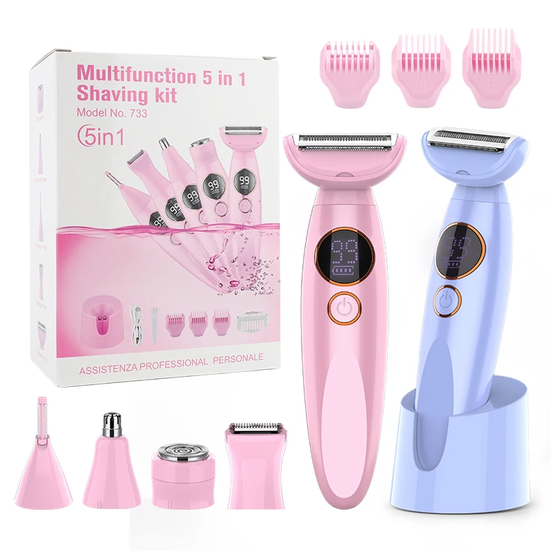 

Многофункциональный набор для стрижки волос Unicorn 5-в-1, светодиодный цифровой триммер для волос в носу, скребок для зоны бикини, удаление волос на всем теле Dev