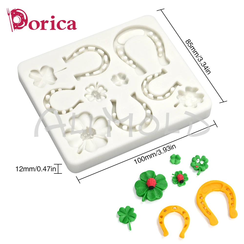 Dorica Saint Patrick's Day Clover/Horseshoe Silicone Mold Fondant Chocolate Mould Resin Clay Model Cake Decorating Tool Bakeware