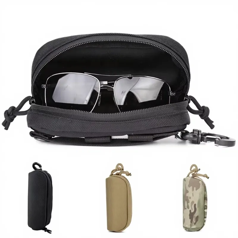 Molle Waterproof Nylon Sunglasses Pouch 2L Soft Storage Bag, EDC Waist Pack Accessories For Hunting & Outdoor Use
