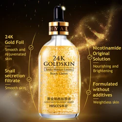 24K Gold Gesicht Serum Schrumpfen Poren Hautpflege Nicotinamid Säure Essenz Feuchtigkeitsspendende Hautpflege Gesichts Serum Koreanische Produkt