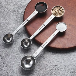 WORTHBUY Stainless Steel Measuring Spoon 2 in 1 Coffee Spoon With Seal Clip Kitchen Multifunction Double Head Coffee Scoop