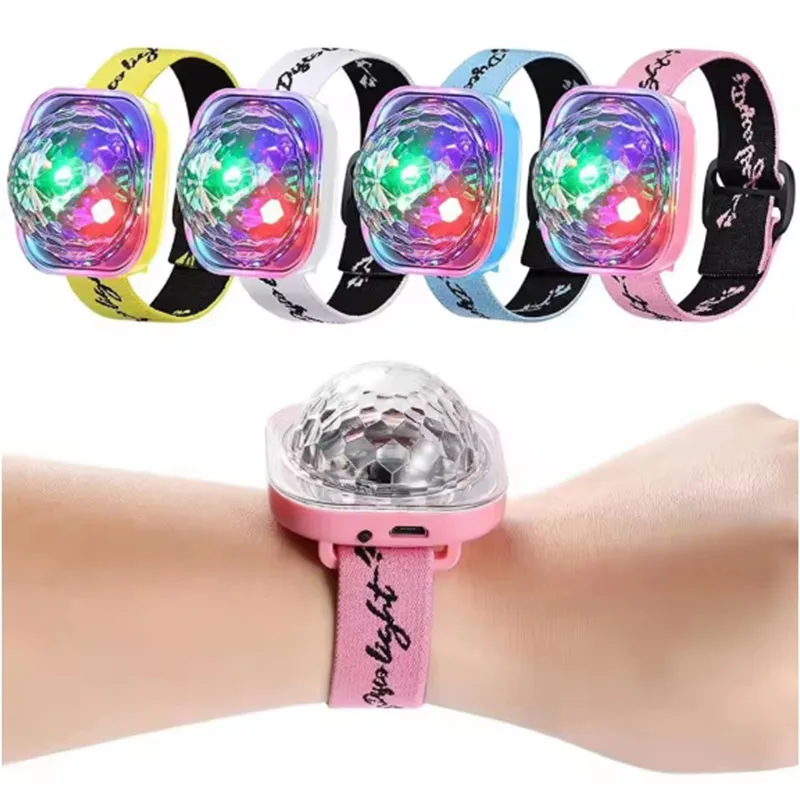 

Portable LED Colorful Night Light Disco Stage Light Sound Control Wearable Childrens Toys Watch Ambient Lamp for KTV concert Bar