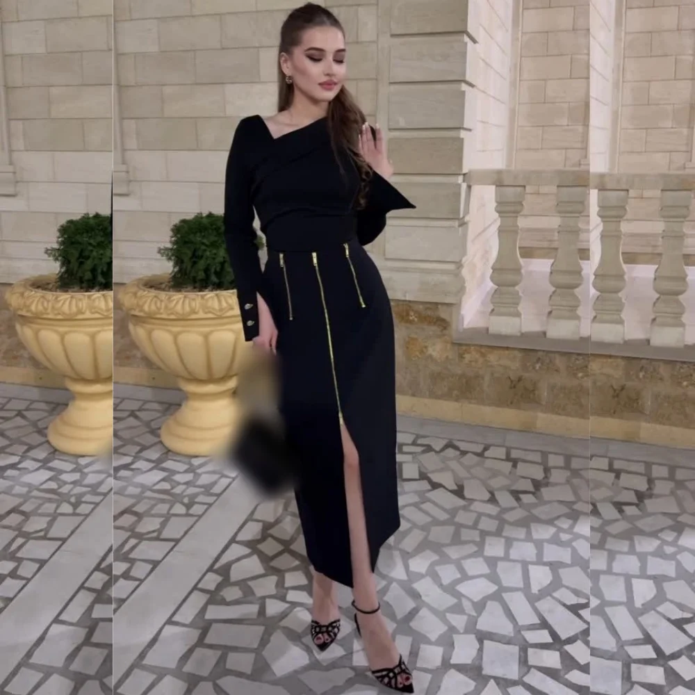 

Customized High Quality Jersey Sequined Straight V-neck Midi Dresses Bespoke Occasion Sizes Available