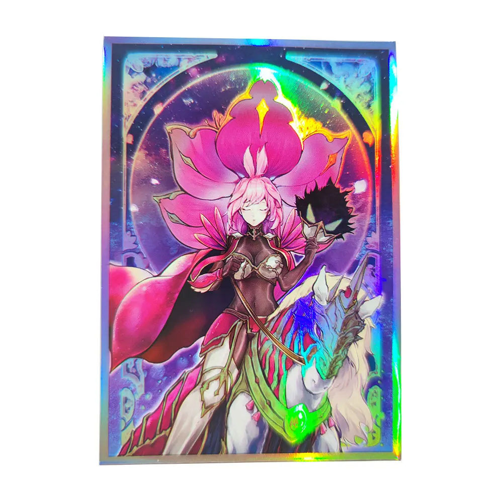 

50PCS 63x90mm Trading Cards Protector Holographic Animation YuGiOh Card Sleeves Shield Laser Cute Card Deck Cover Japanese Size