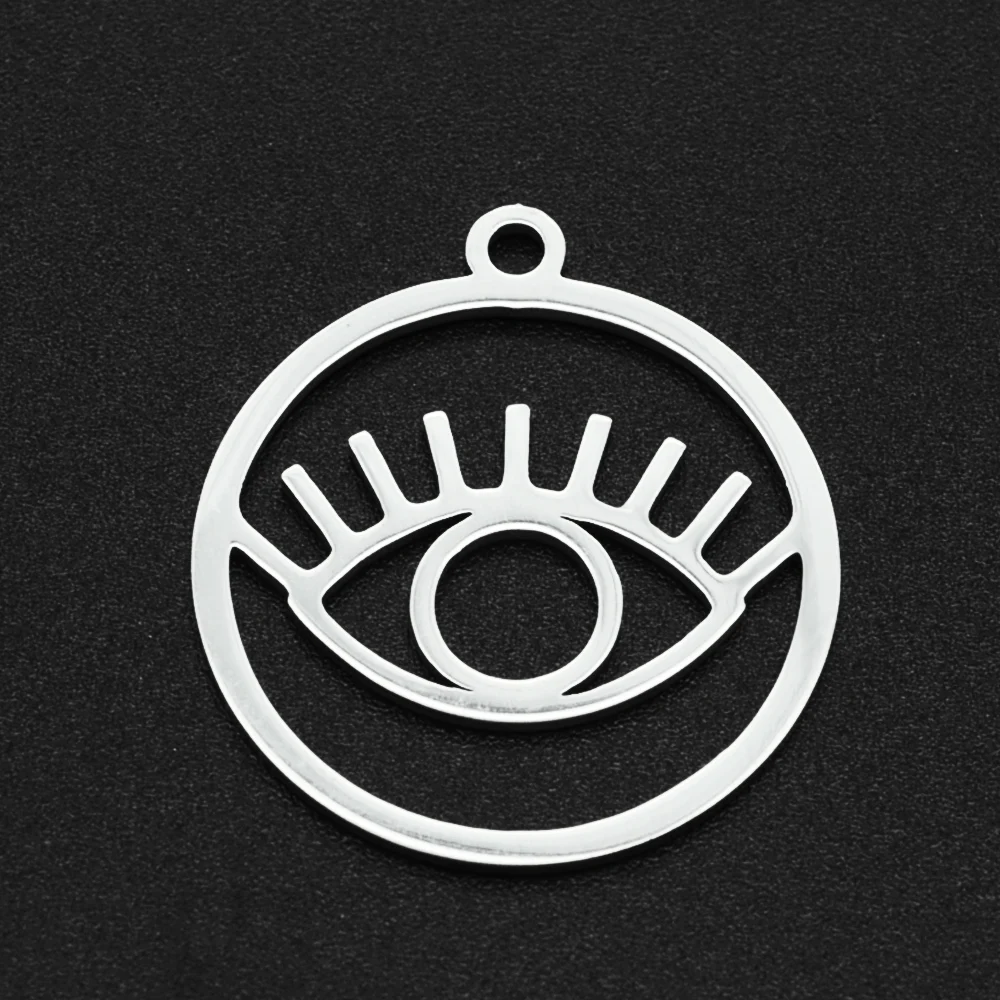 10pcs/lot Round Heart Eye Stainless Steel DIY Charm Women Hollow Mountain Pendant For Necklace Earring Making Jewelry Wholesale