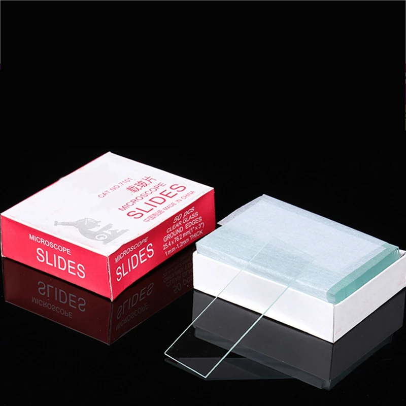 FULL-50Pcs Microscope Slides Blank Biology Glass Slide For Basic Biological Science 25.4X76.2MM