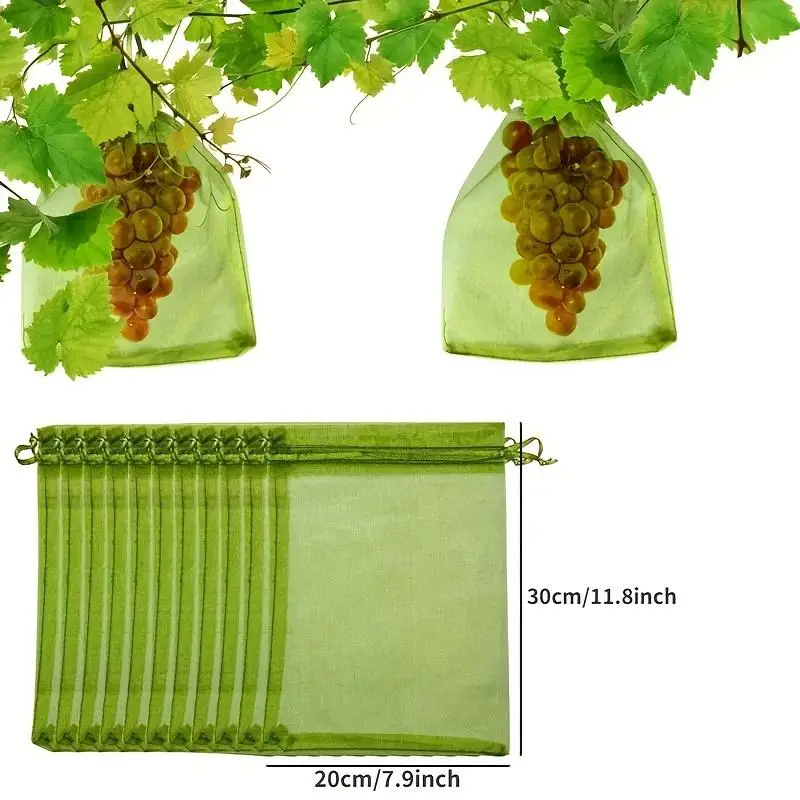 50Pcs Grapes Fruit Protection Bags Garden Mesh Bags Agricultural Orchard Pest Control Anti-Bird Netting Vegetable Bags