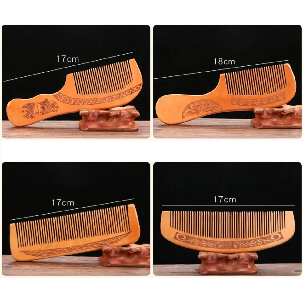 Peach Wood Peach Wood Hair Comb Close Teeth Anti-Static Peach Wood Comb Retro Traditional Natural Solid Wood Comb